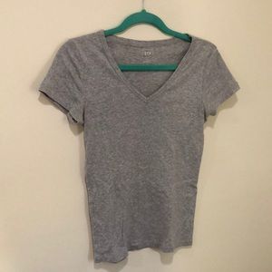 Gap Cotton Gray V-Neck T-Shirt